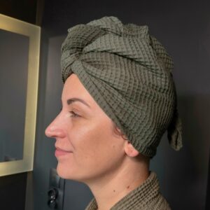 Turban do suszenia włosów | 100% bawełna wafelkowa - obrazek 4