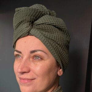 Turban do suszenia włosów | 100% bawełna wafelkowa - obrazek 3