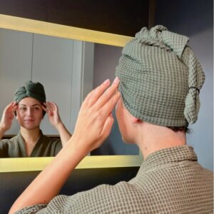 Turban do suszenia włosów | 100% bawełna wafelkowa - obrazek 2